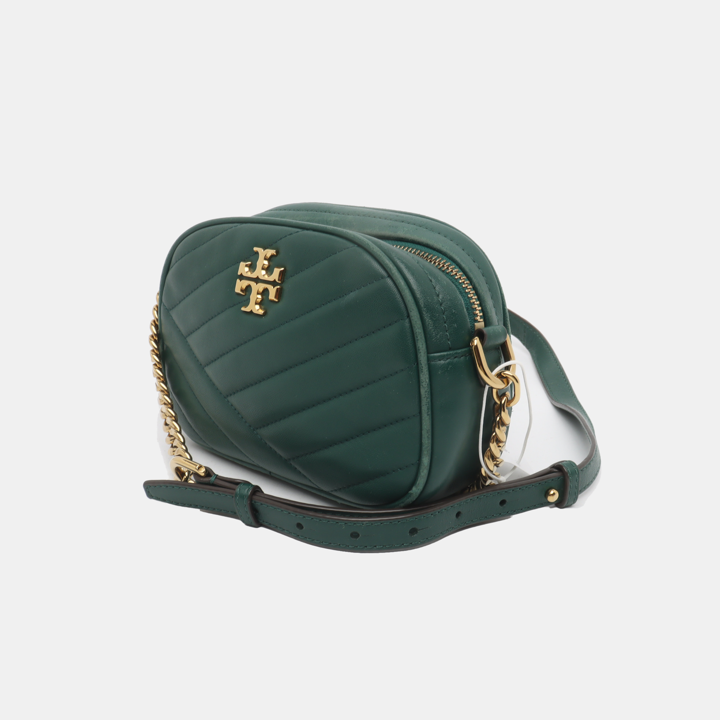 TORY BURCH Kira Small size Dark Green Sheepskin Quilted Crossbody Single Shoulder Bag Golden hardware-(SKU)-936318377