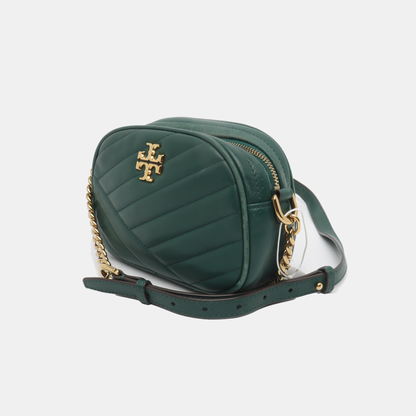 TORY BURCH Kira Small size Dark Green Sheepskin Quilted Crossbody Single Shoulder Bag Golden hardware-(SKU)-936318377