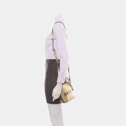 GUCCI Gucci x Sega Champagne Cowhide Printed Crossbody Bag Shoulder Bag Silver Hardware Removable shoulder strap-(SKU)-930001386