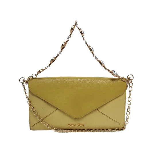 Miu Miu Love Yellow Cowhide Wallet Golden hardware-(SKU)-941953467