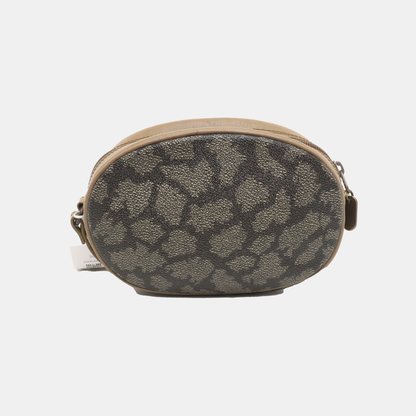 YSL Grey Coated Canvas Animal Print Crossbody Bag Single Shoulder Bag Black hardware-(SKU)-935282127
