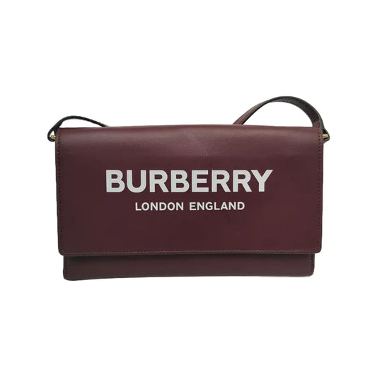 BURBERRY Plum red cowhide printed single shoulder bag crossbody bag Golden hardware Removable shoulder strap-(SKU)-942304751