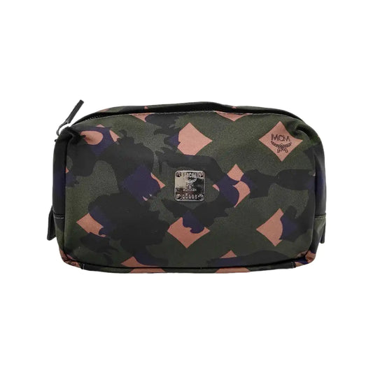 MCM Dark Green Nylon Printed Clutch Black hardware-(SKU)-944008228