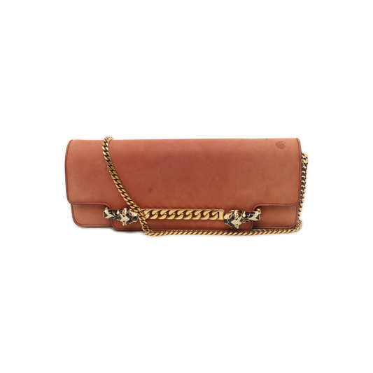 GUCCI Brick Red Cowhide Crossbody Bag Golden hardware Removable shoulder strap-(SKU)-935412398