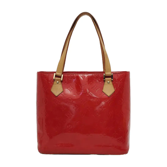 LOUIS VUITTON HOUSTON Red Lacquered Leather Texture Handbag Shoulder Bag Golden hardware Vintage model-(SKU)-943924336