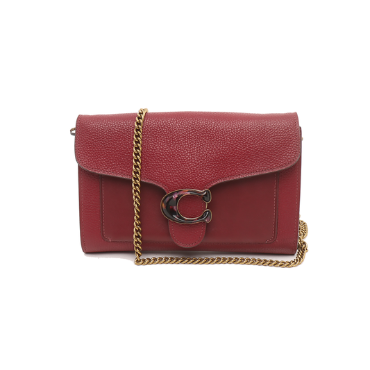 COACH TABBY Red Cowhide Crossbody Single Shoulder Bag Golden hardware Removable shoulder strap-(SKU)-14389562