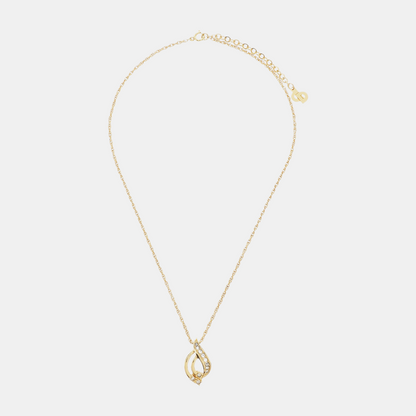 DIOR Twist Round Gold Alloy Artificial Crystal Embedded Necklace Length45cm-(SKU)-942571646