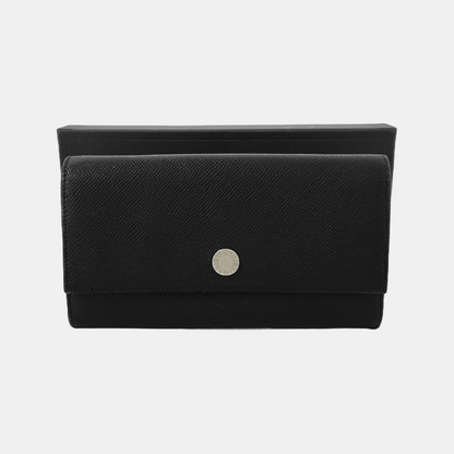 BVLGARI BVLGARI Black Cowhide Embossed Wallet Silver Hardware-(SKU)-942390366