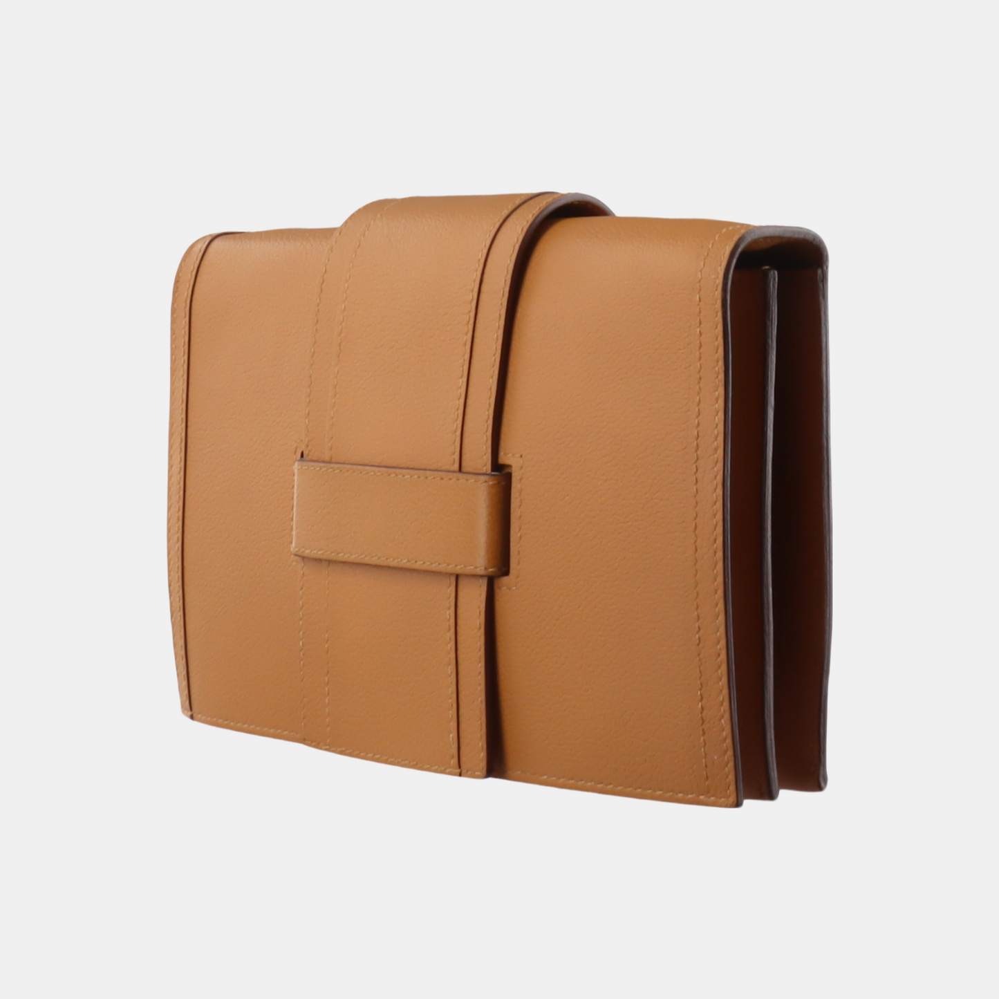 HERMÈS Passant Sesame Brown Evercolor Leather Crossbody Shoulder Bag Handbag Clutch Silver Hardware Z Stamp Removable Strap-(SKU)-928383269