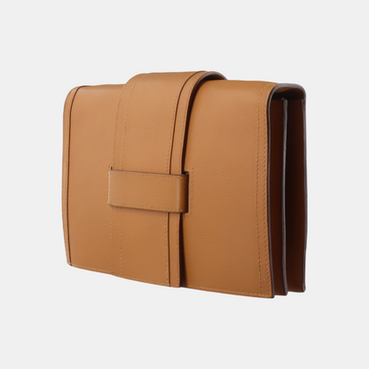 HERMÈS Passant Sesame Brown Evercolor Leather Crossbody Shoulder Bag Handbag Clutch Silver Hardware Z Stamp Removable Strap-(SKU)-928383269