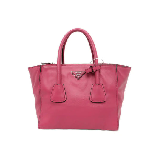 PRADA Glace Calf Blush Pink Leather Monogram Handbag Crossbody Single Shoulder Bag Silver Hardware-(SKU)-939994075