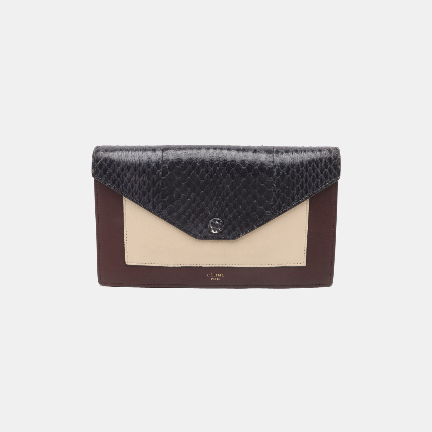 CELINE POCKET Two-Tone Cowhide Wallet Silver Hardware-(SKU)-14329561