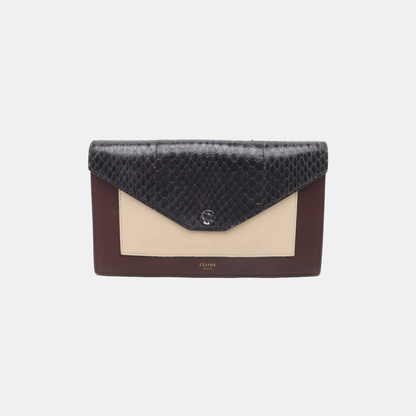 CELINE POCKET Two-Tone Cowhide Wallet Silver Hardware-(SKU)-14329561