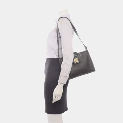 CELINE Tote bag Dark brown coated canvas Arc de Triomphe shoulder bag/handbag Golden hardware-(SKU)-935906004