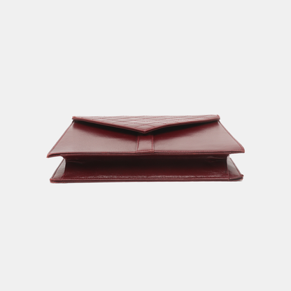 YSL Burgundy Leather Quilted Envelope Bag Handbag-(SKU)-932744673