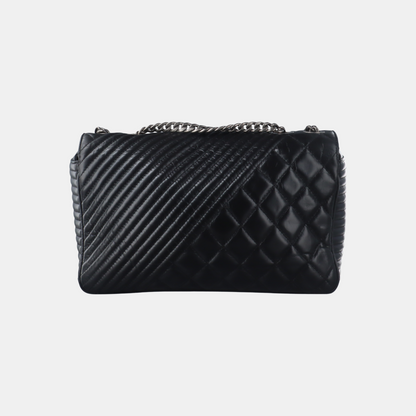 CHANEL COCO BOY Black Quilted Calfskin Leather Crossbody Shoulder Bag Palladium Hardware 20 Clasp-(SKU)-14466373