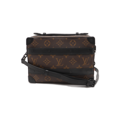 LOUIS VUITTON SOFT TRUNK Brown Coated Canvas Monogram Handbag Crossbody Shoulder Bag Black Hardware-(SKU)-14509670