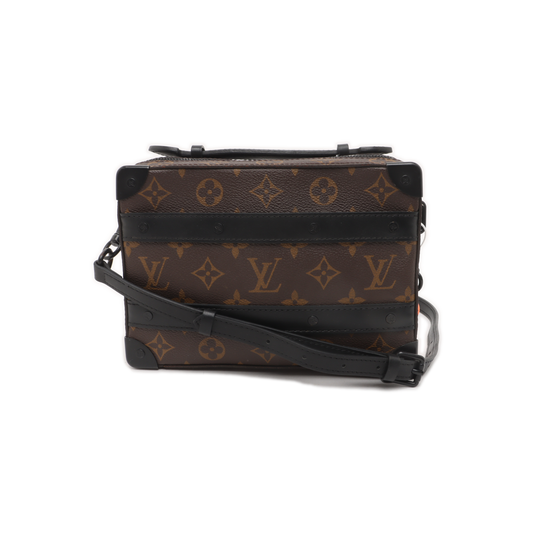 LOUIS VUITTON SOFT TRUNK Brown Coated Canvas Monogram Handbag Crossbody Shoulder Bag Black Hardware-(SKU)-14509670