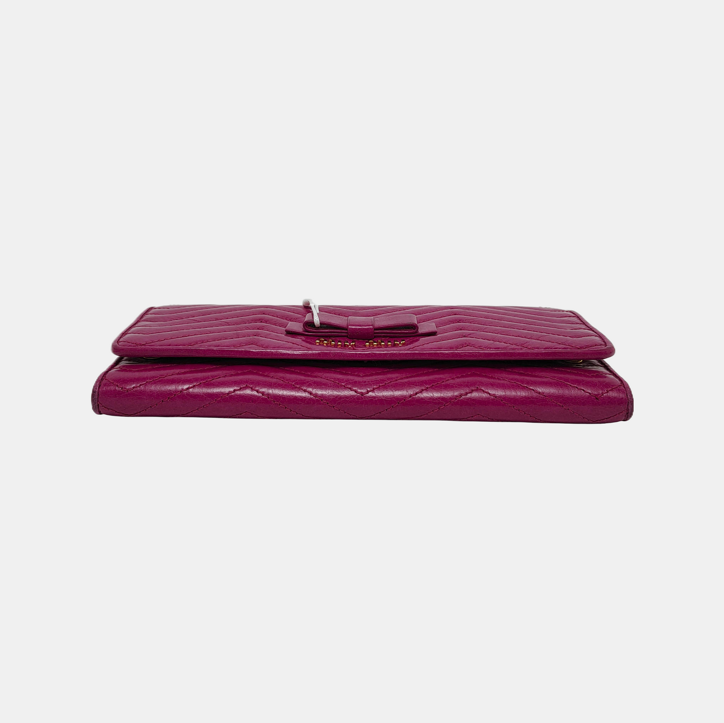 Miu Miu Miu Délice Fuchsia Cowhide Quilted Wallet Golden hardware-(SKU)-944517482