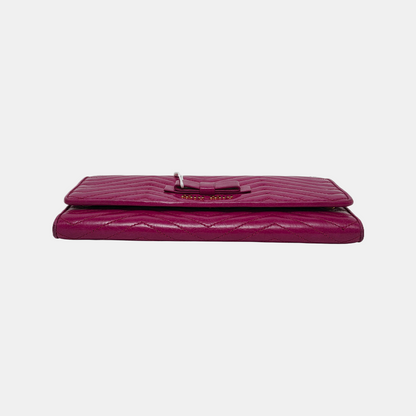 Miu Miu Miu Délice Fuchsia Cowhide Quilted Wallet Golden hardware-(SKU)-944517482