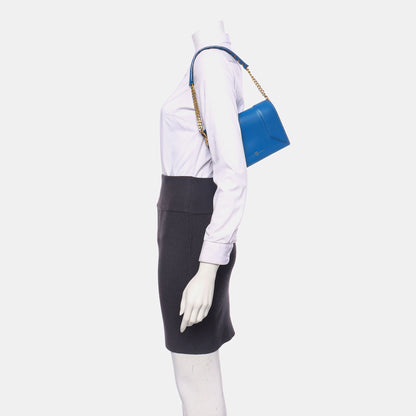 MCM Blue Leather Single Shoulder Bag Handbag Crossbody Bag Golden hardware-(SKU)-940042210