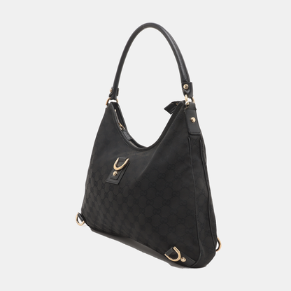 GUCCI Abbey Black canvas monogram jacquard shoulder tote Golden hardware-(SKU)-929825817