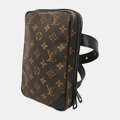 LOUIS VUITTON UTILITY SIDE Brown Coated Canvas Monogram Vernis Camera Bag Fanny Pack Crossbody Bag Shoulder Bag Adjustable Strap Black Hardware 2 Removable Shoulder Straps-(SKU)-945801614