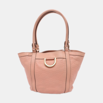 GUCCI D Gold Nude Pink Calfskin Monogrammed Tote Bag Single Shoulder Bag Golden hardware-(SKU)-13640994