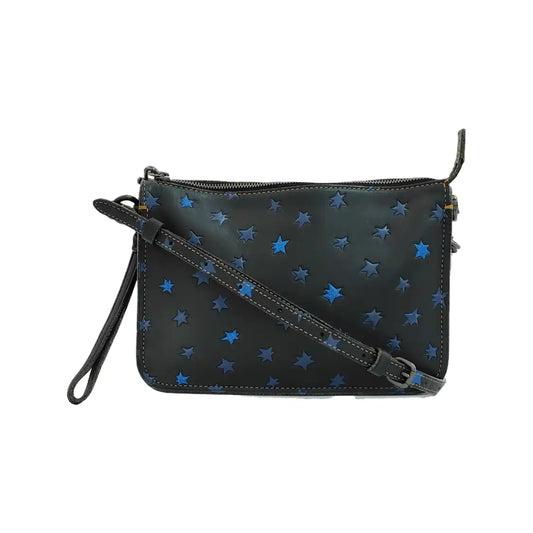 COACH Black Leather Printed Crossbody Bag Single Shoulder Bag Black hardware-(SKU)-942426241