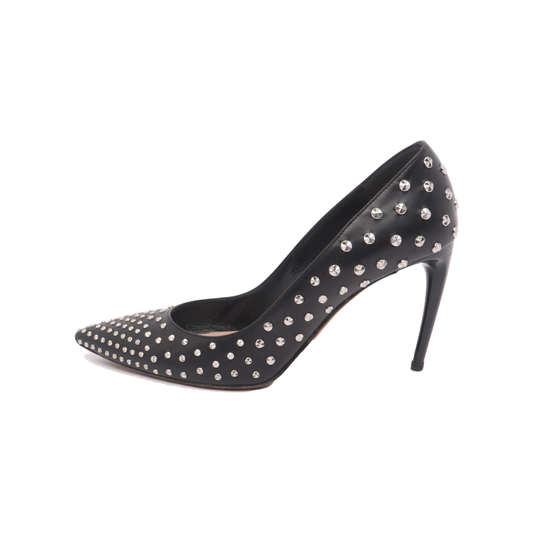 Alexander McQUEEN 38code Women's High Heel Leather Shoes Black Summer-(SKU)-13811463