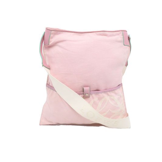LOEWE Pink Fabric Single Shoulder Bag Handbag Silver Hardware-(SKU)-928609799