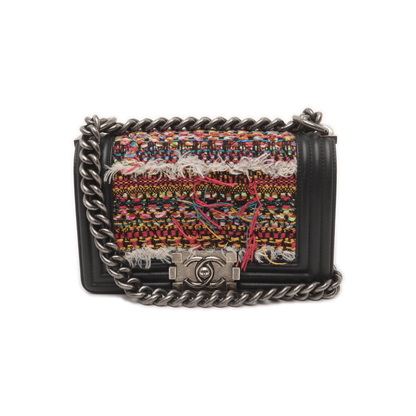 CHANEL BOY CHANEL Small Multicolor Embossed Leather Shoulder Bag Crossbody Palladium Hardware 20 Clasp Removable Strap-(SKU)-931095123