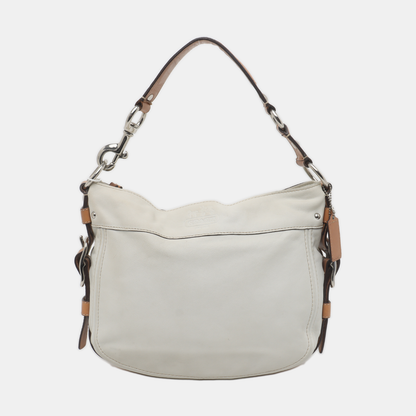 COACH White Leather Single Shoulder Bag Handbag Silver Hardware-(SKU)-935403278
