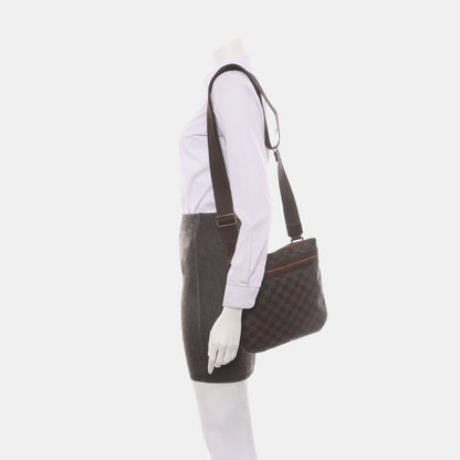 LOUIS VUITTON Brown Coated Canvas Checkered Single Shoulder Bag Crossbody Golden hardware-(SKU)-928779236