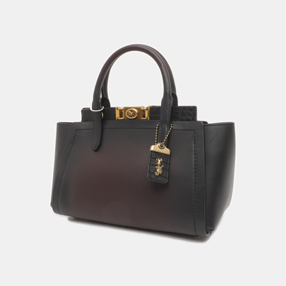 COACH TROUPE Black Leather Grooved Handbag Golden hardware-(SKU)-933725154