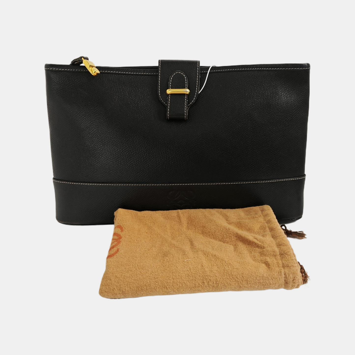 LOEWE Black Cowhide Clutch Golden hardware-(SKU)-941331877