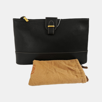 LOEWE Black Cowhide Clutch Golden hardware-(SKU)-941331877