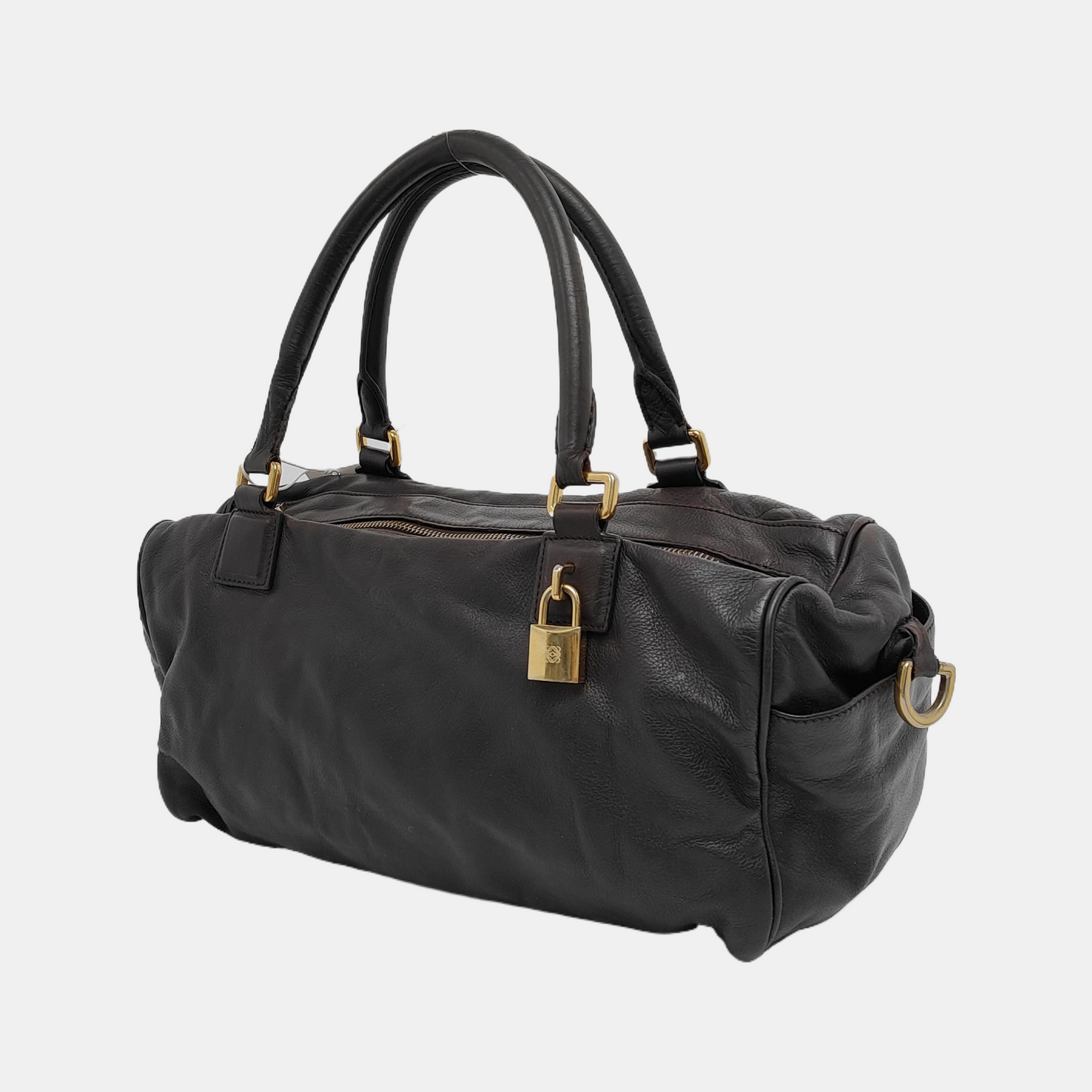 LOEWE Dark Purple Cowhide Single Shoulder Bag, Handbag Golden hardware Removable shoulder strap-(SKU)-13379817