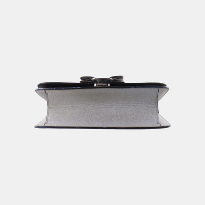 FERRAGAMO Vara Medium size Grey Cowhide Crossbody Bag Silver Hardware Removable shoulder strap-(SKU)-13751460