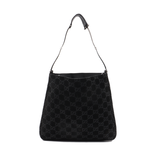GUCCI Black Suede Single Shoulder Bag Silver Hardware Sub-bag-(SKU)-14221484