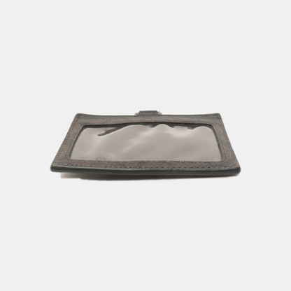 COACH Dark Brown Coated Canvas Monogrammed Card Case Black hardware-(SKU)-939413250