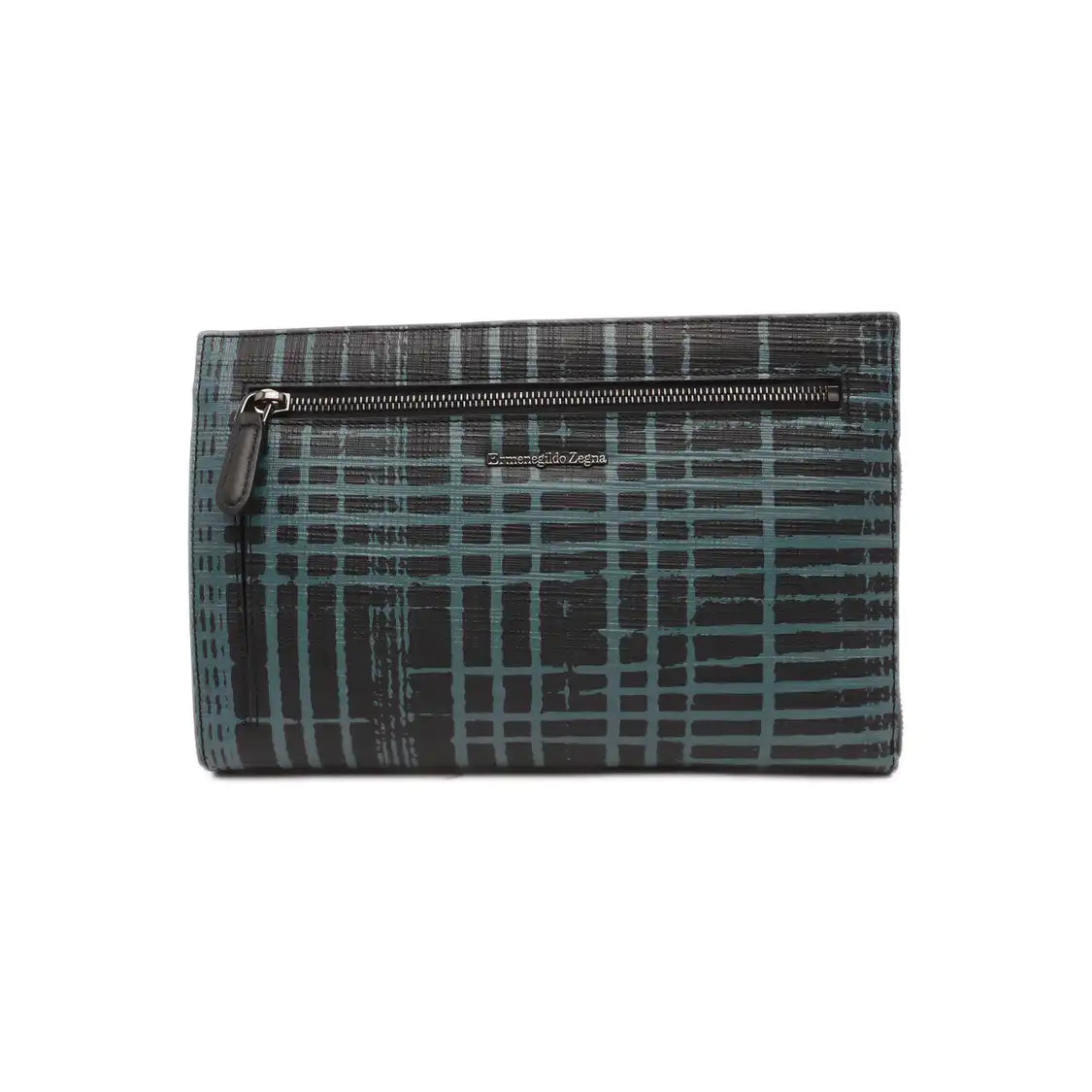 Ermenegildo Zegna Black Coated Canvas Printed Crossbody Bag Handbag Silver Hardware Removable shoulder strap-(SKU)-13762939