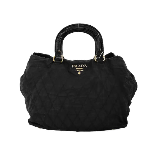 PRADA Gaufre Black Nylon Quilted Handbag Golden hardware-(SKU)-942136893