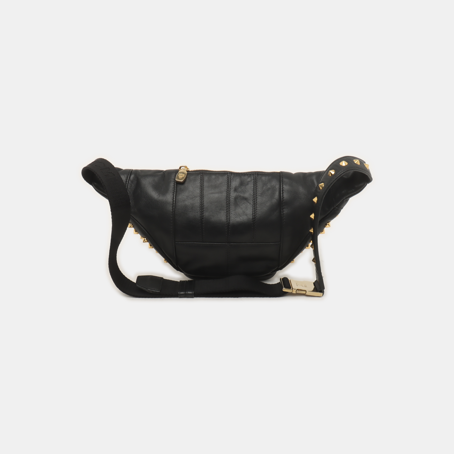 MCM Black Leather Studs Waist Bag Golden hardware-(SKU)-940042449