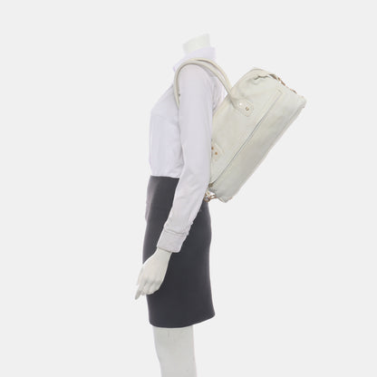 CELINE Tote bag White Leather Handbag Golden hardware-(SKU)-935410118
