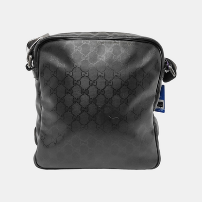 GUCCI Grey Coated Canvas Monogram Single Shoulder Bag Crossbody Silver Hardware-(SKU)-940261237