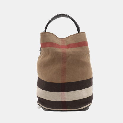 BURBERRY Ashby Medium size Brown Canvas Single Shoulder Bag Tote Sling Ruthenium color hardware Pouch detachable shoulder strap-(SKU)-14097455