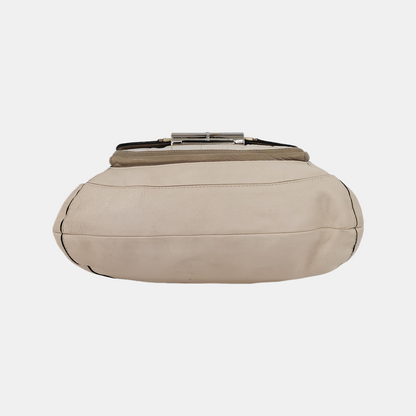COACH Beige Leather Stamped Single Shoulder Bag Handbag Silver Hardware-(SKU)-943932252