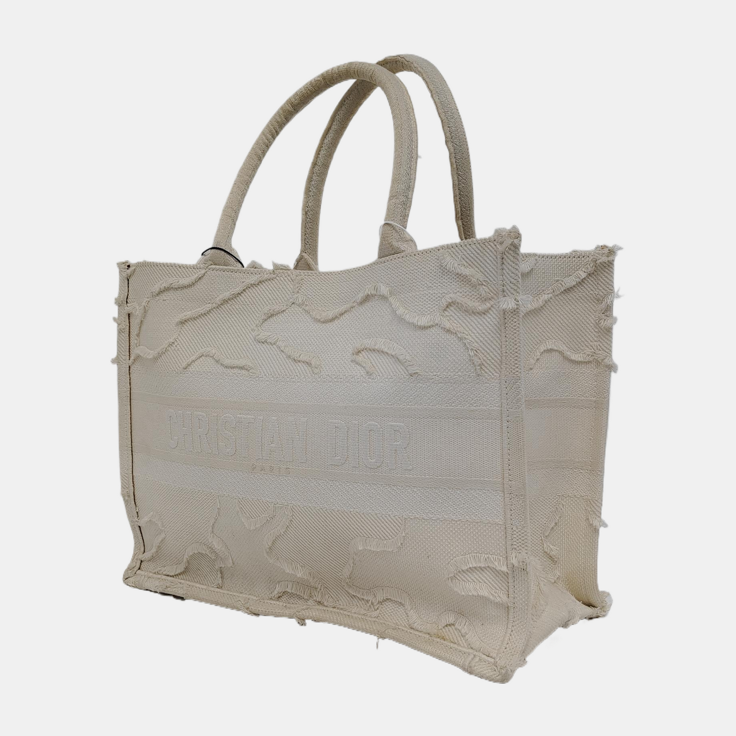 DIOR Book Tote Medium White Canvas Embroidered Tote Bag-(SKU)-945787437
