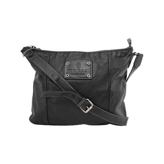 GUCCI Black Leather Studs Single Shoulder Crossbody Bag Golden hardware-(SKU)-946015395